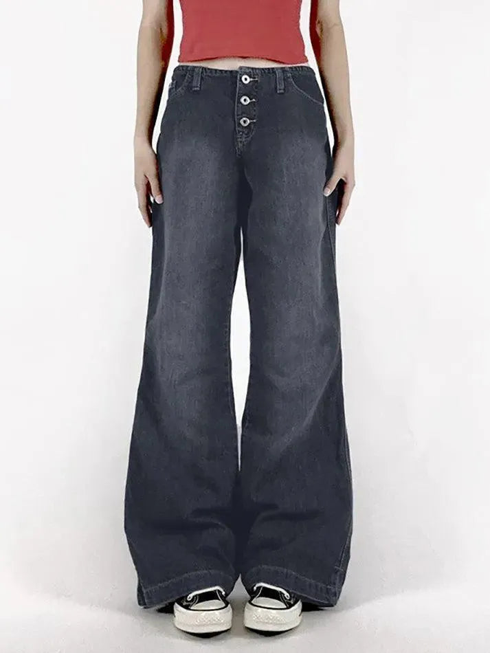 Vintage Washed Casual Wide Leg Jeans - AnotherChill