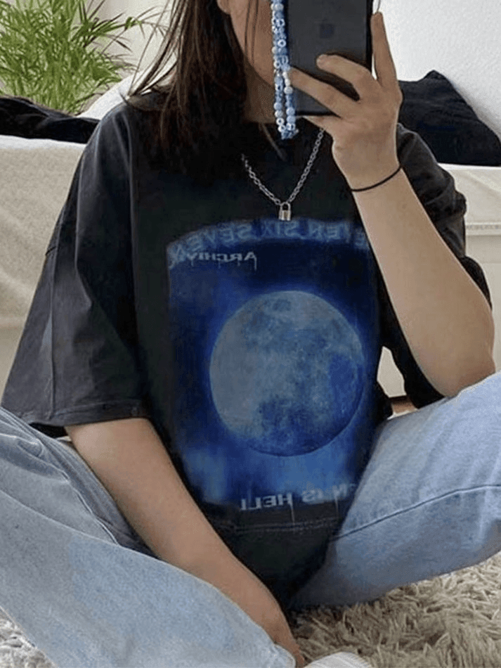 Washed Moon Graphic Tee - AnotherChill