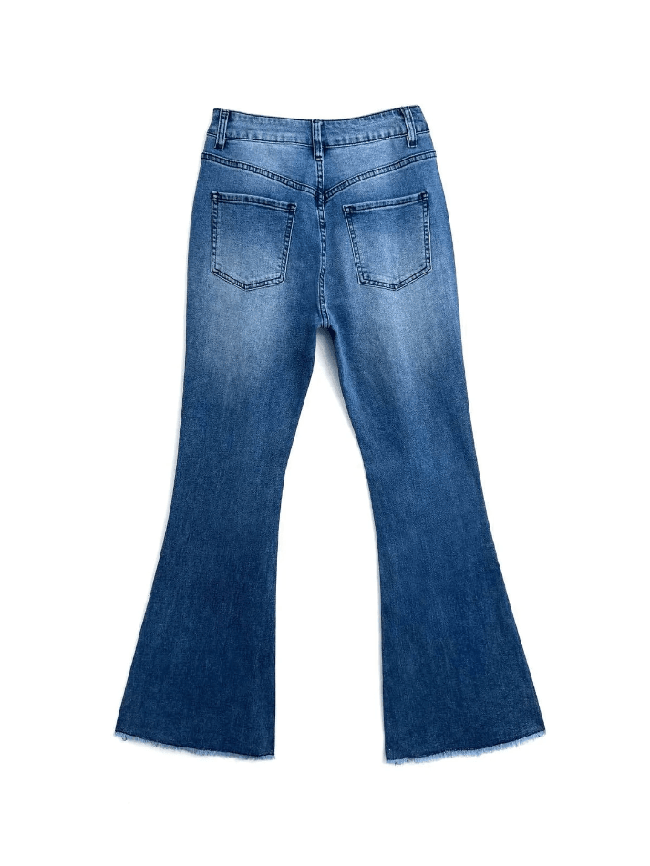 Washed Push Up Flare Leg Jeans - AnotherChill