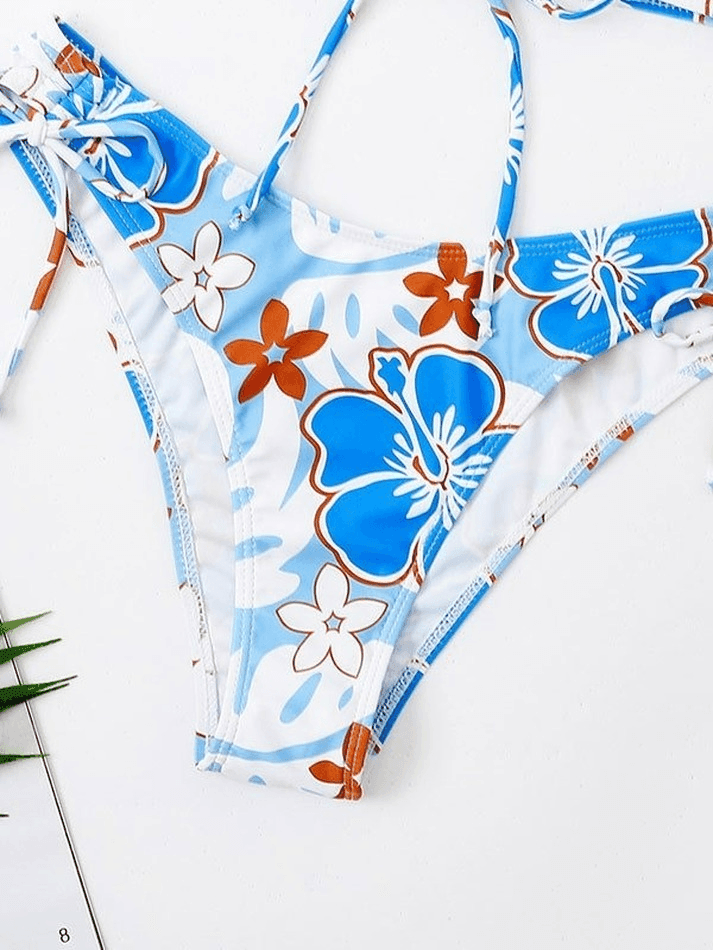 Wave Floral Print Bikini Set - AnotherChill