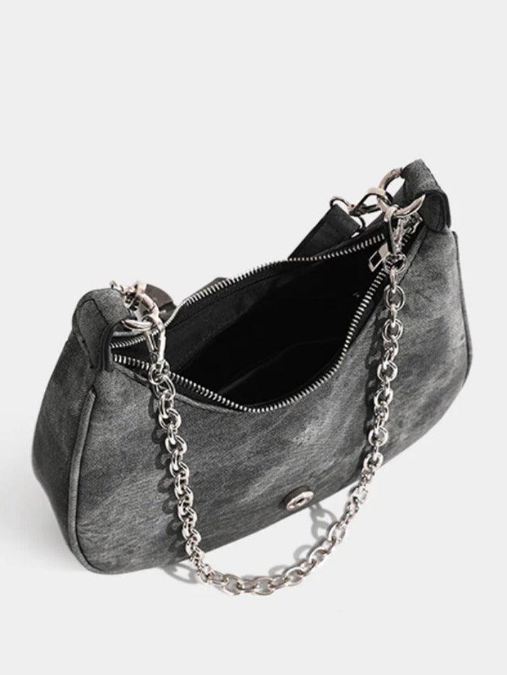 Vintage Distressed Chain Decor Shoulder Bag - AnotherChill