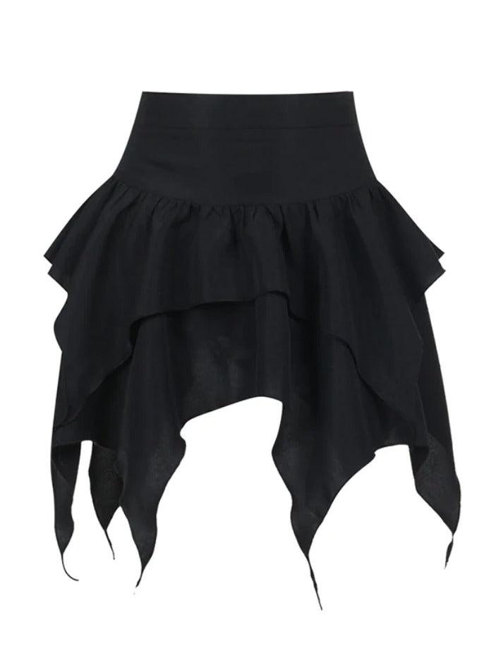 Layered Irregular Hem Mini Skirt - AnotherChill