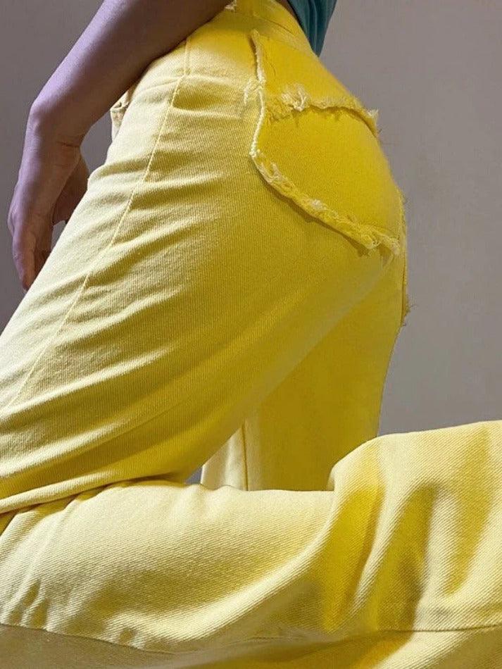 Yellow Distressed Ripped Jeans - AnotherChill