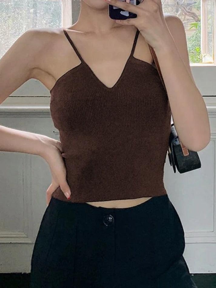 Solid V Neck Cami Top - AnotherChill
