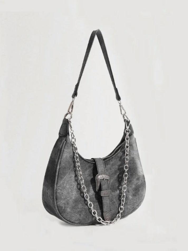 Vintage Distressed Chain Decor Shoulder Bag - AnotherChill