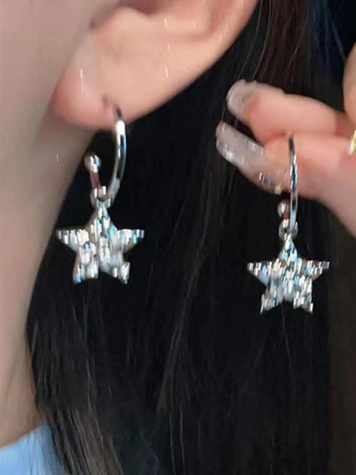 Y2K Shiny Star Pendant Hoop Earring - AnotherChill