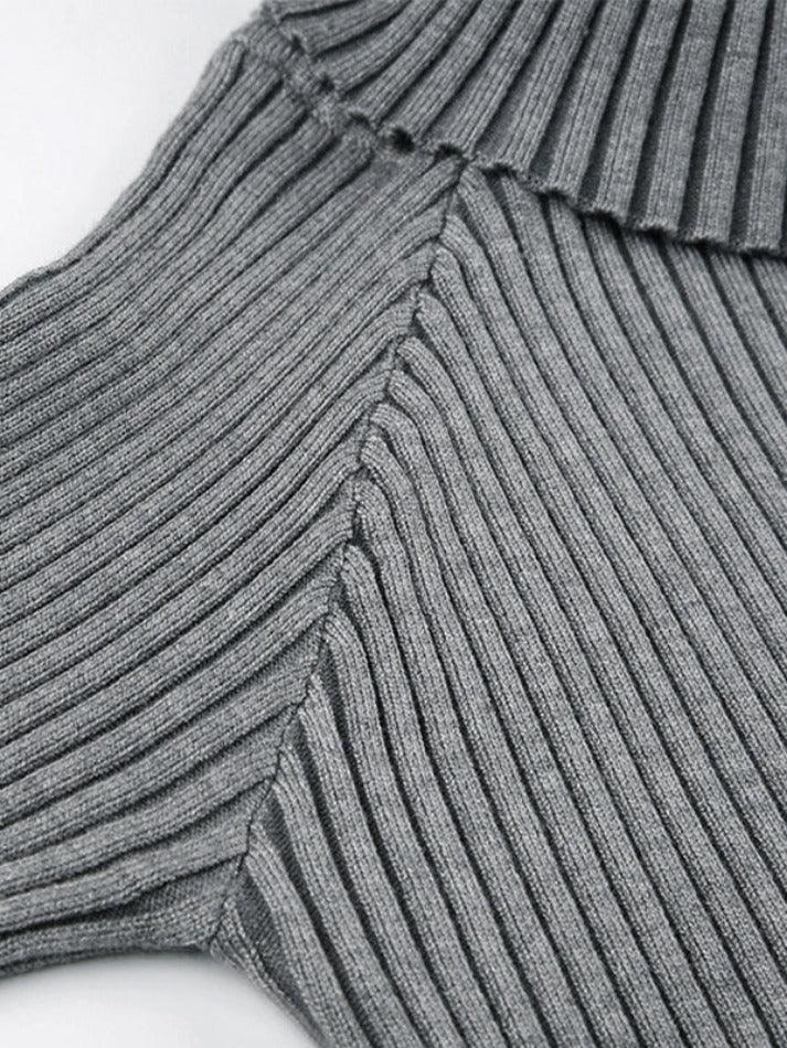 Solid Off Shoulder Zip Up Hem Sweater - AnotherChill