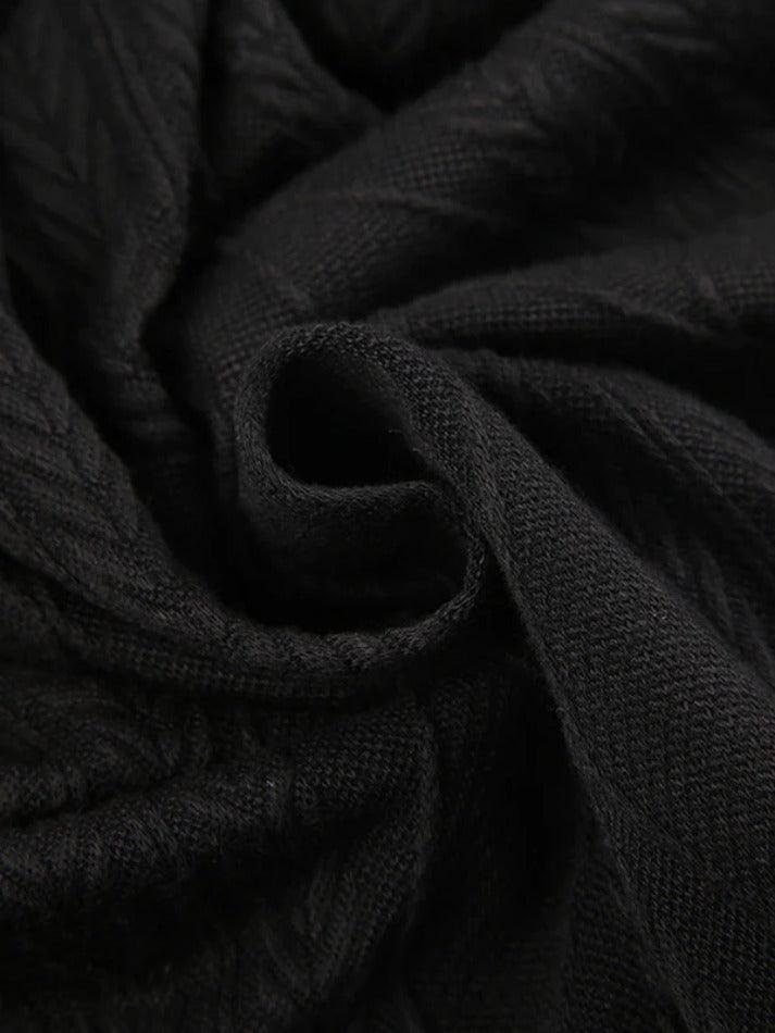 Lace Trim Splice Square Neck Cable Knit Mini Dress - AnotherChill