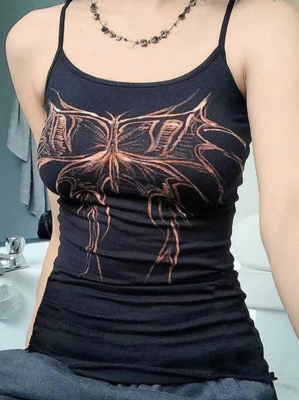 Contrast Color Butterfly Print Cami Top - AnotherChill