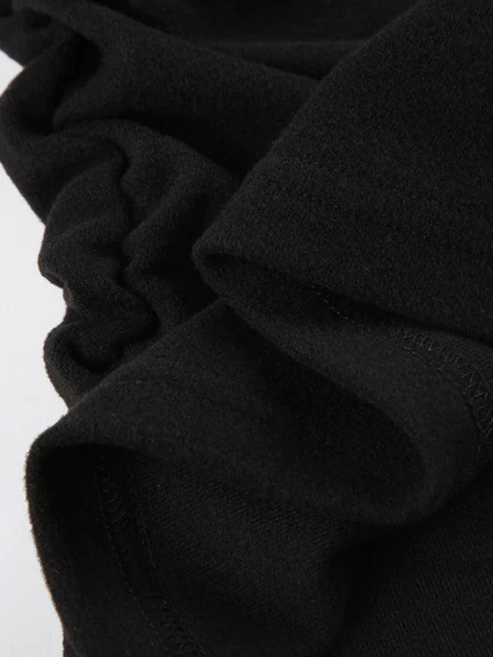 Solid Shirred Lapel Neck Knit Mini Dress - AnotherChill