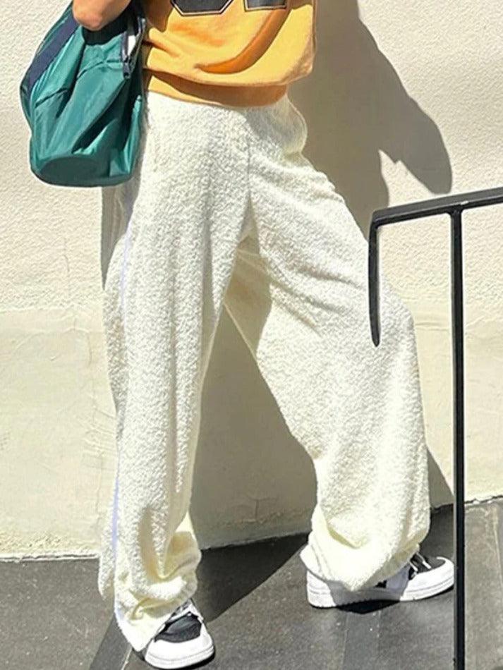 Solid Fuzzy Loose Flare Leg Pants - AnotherChill