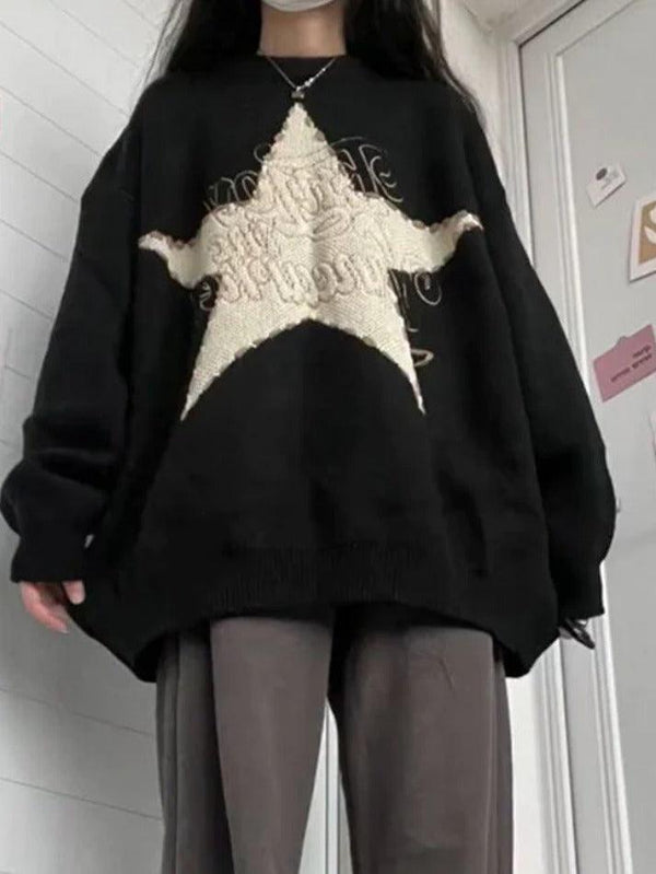 Vintage Crochet Star Decor Sweater - AnotherChill