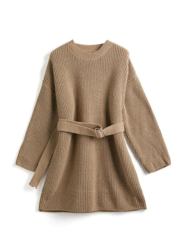 Solid Belted Knit Mini Dress - AnotherChill