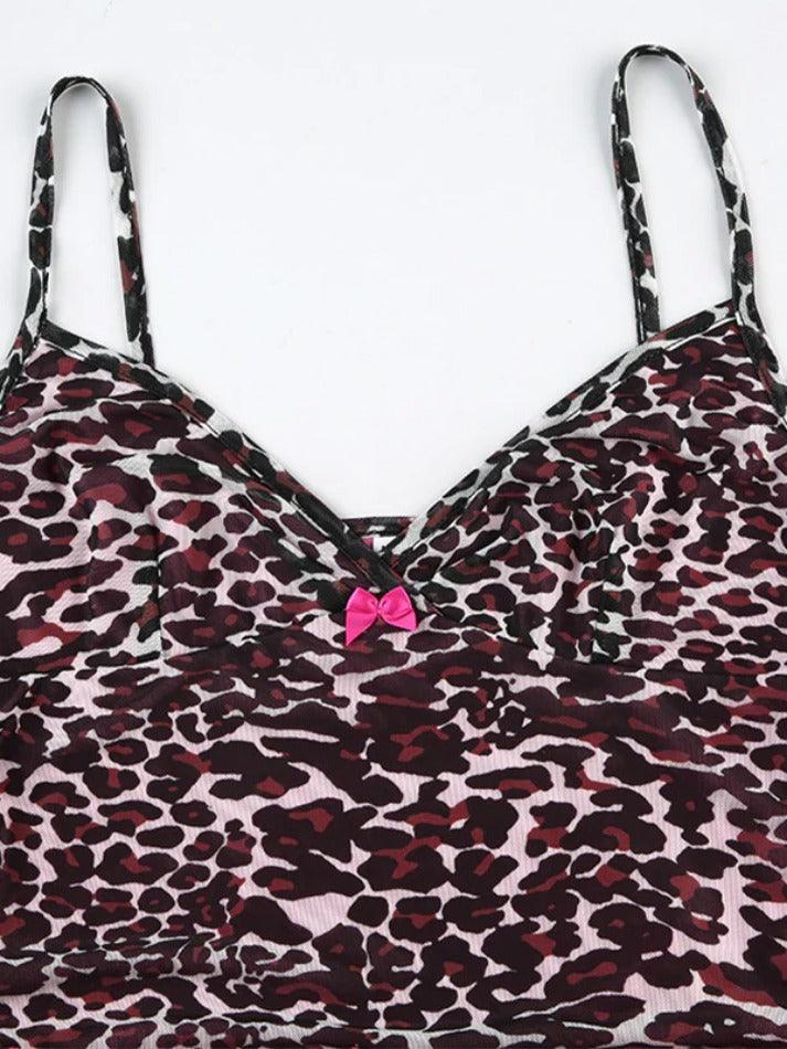 Personalized leopard print lace stitching Cami Top - AnotherChill