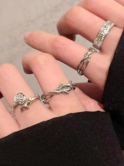 4pcs Thorn Rose Vine Cuff Ring Set - AnotherChill