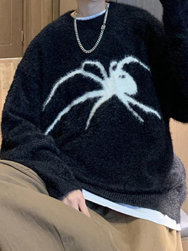 Men's Spider Print Loose Sweater - AnotherChill