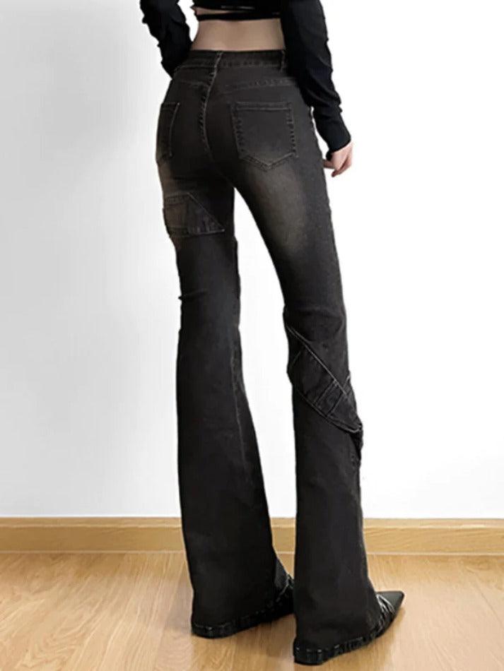High Rise Ruched Bow Flare Jeans - AnotherChill