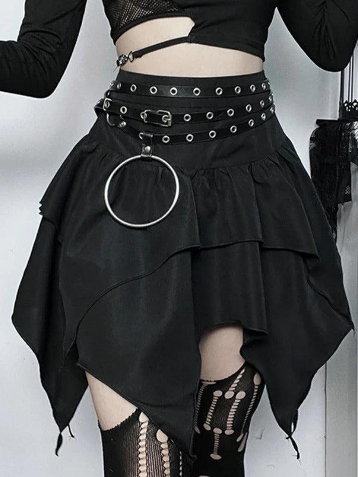 Layered Irregular Hem Mini Skirt - AnotherChill