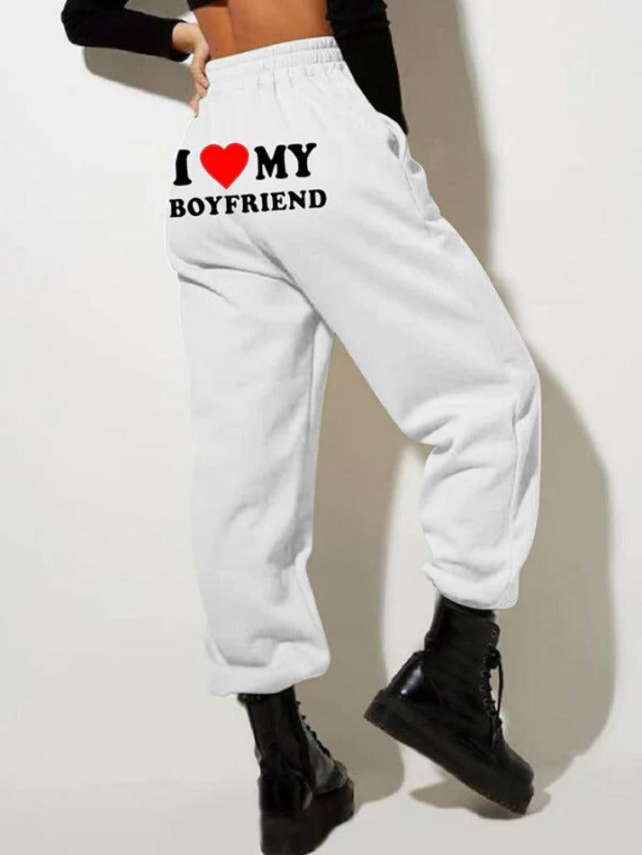 Letter Print Bound Feet Sweatpants - AnotherChill