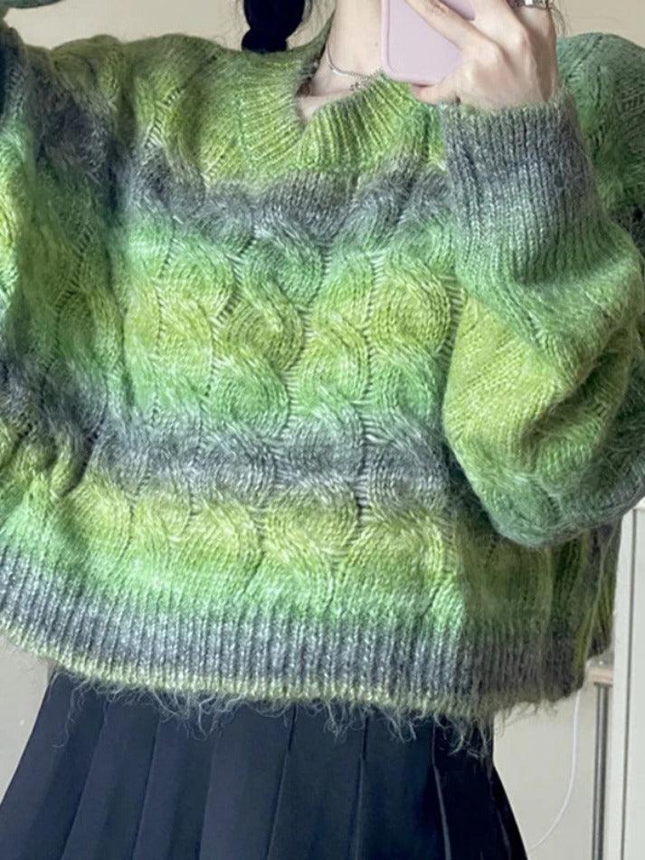Ombre Cable Knit Short Sweater - AnotherChill