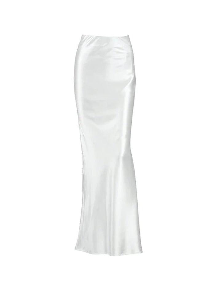 Solid Satin High Rise Mermaid Maxi Skirt - AnotherChill