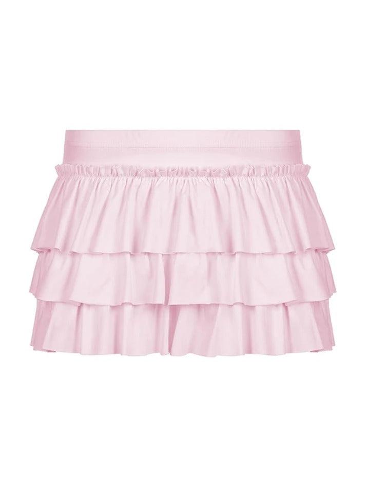 Solid Bow Splice Low Rise Tiered Mini Skirt - AnotherChill