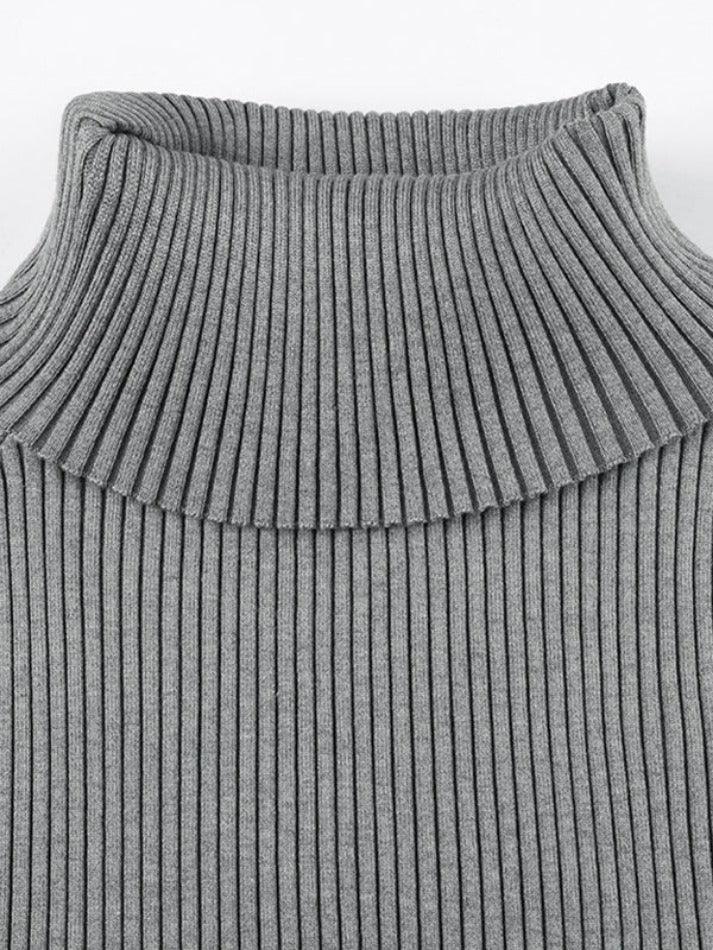 Solid Off Shoulder Zip Up Hem Sweater - AnotherChill