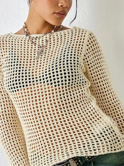 Casual Cutout See Through Long Sleeve Knit - AnotherChill