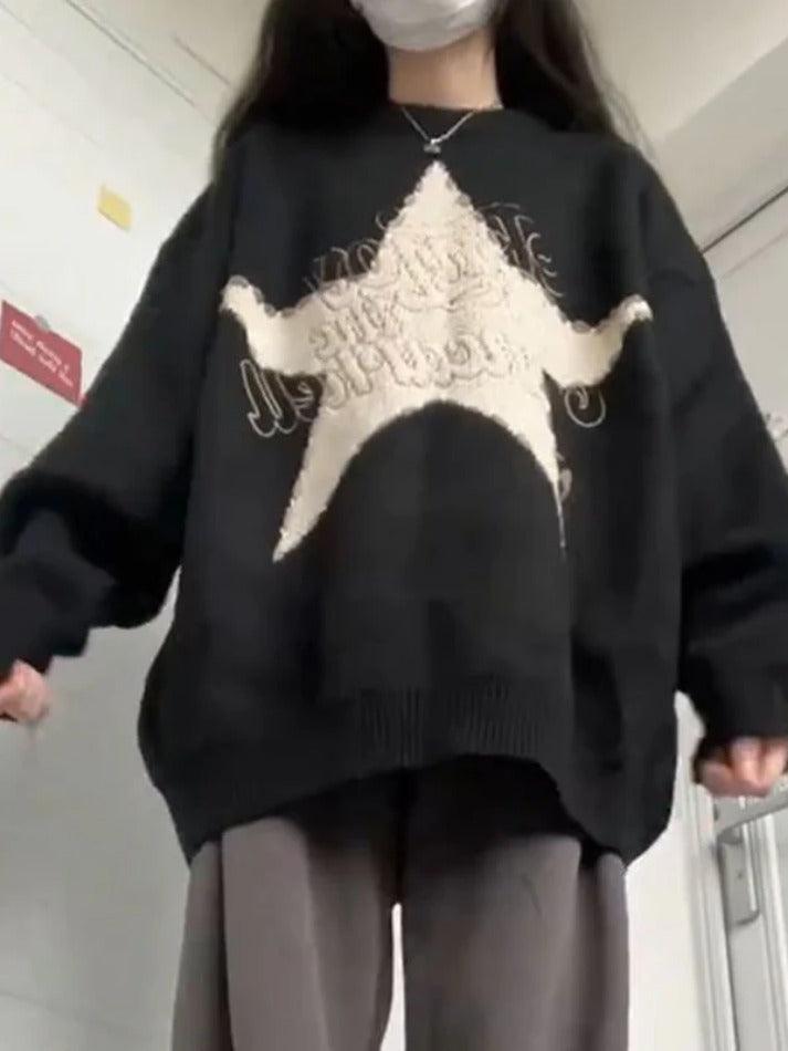 Vintage Crochet Star Decor Sweater - AnotherChill