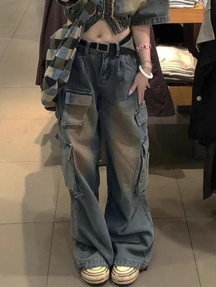 Distressed Big Pocket Cargo Jeans - AnotherChill