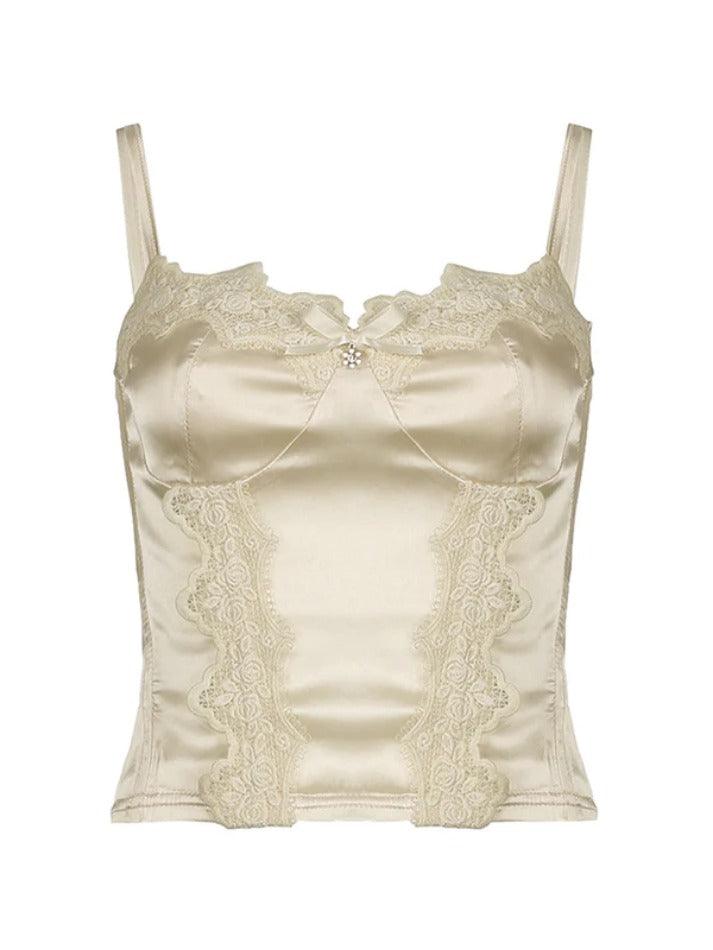 Satin Guipure Lace Splice Cami Top - AnotherChill