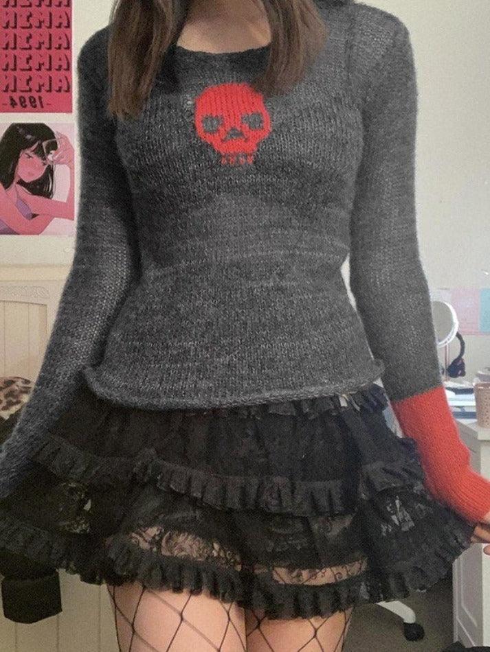Alien Jacquard Color Block Knit Top - AnotherChill