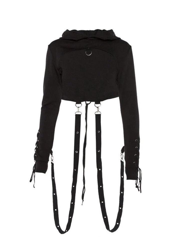 Detachable Strap Tie Back Cropped Hoodie - AnotherChill