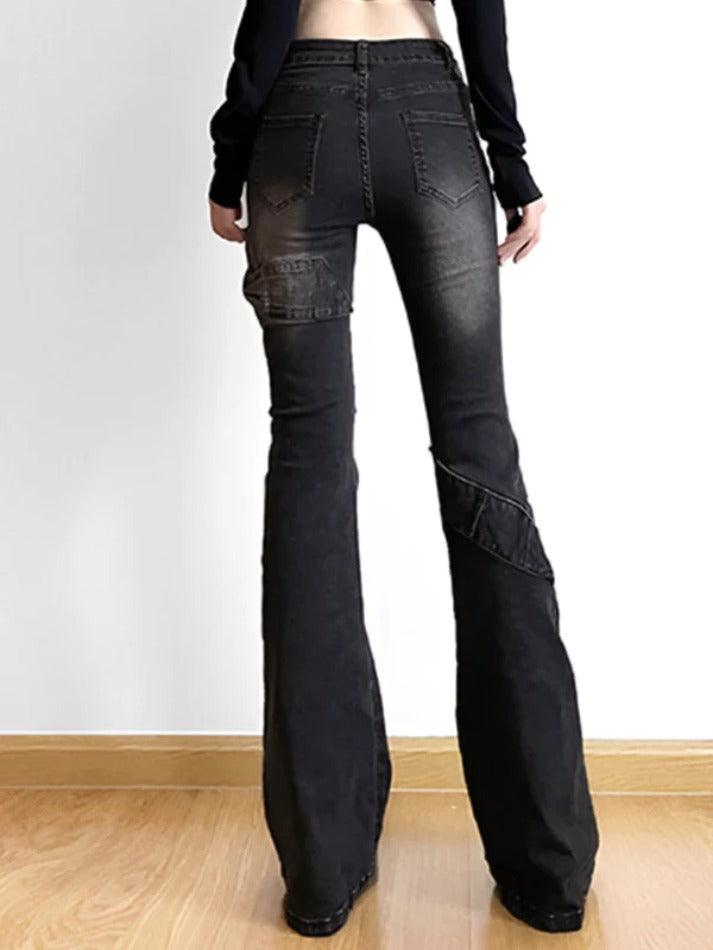 High Rise Ruched Bow Flare Jeans - AnotherChill