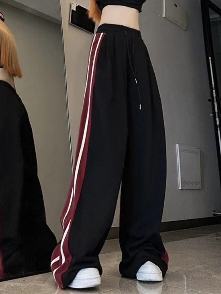 Contrast Side Stripe Baggy Sweatpants - AnotherChill