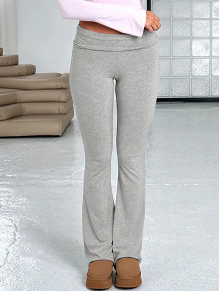 Solid High Rise Flare Leg Pants - AnotherChill