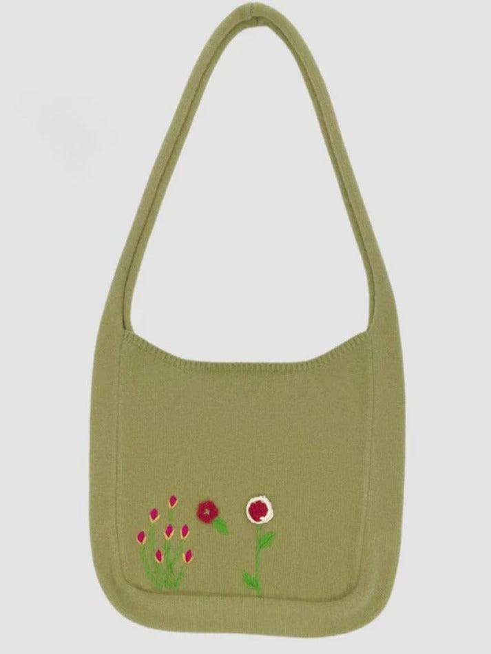 Ethnic Floral Embroidery Knitted Shopper Bag - AnotherChill