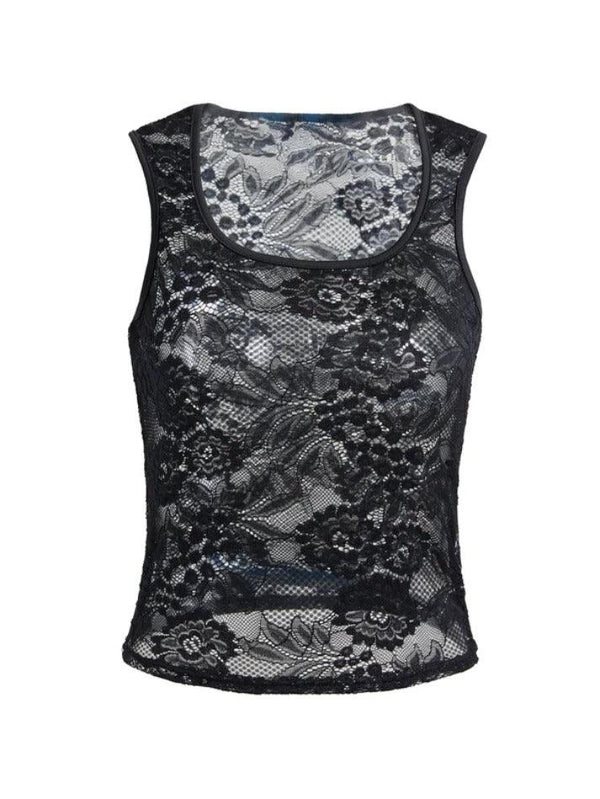 Lace U Neck Tank Top - AnotherChill