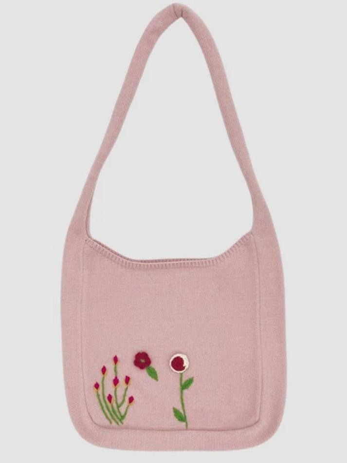 Ethnic Floral Embroidery Knitted Shopper Bag - AnotherChill