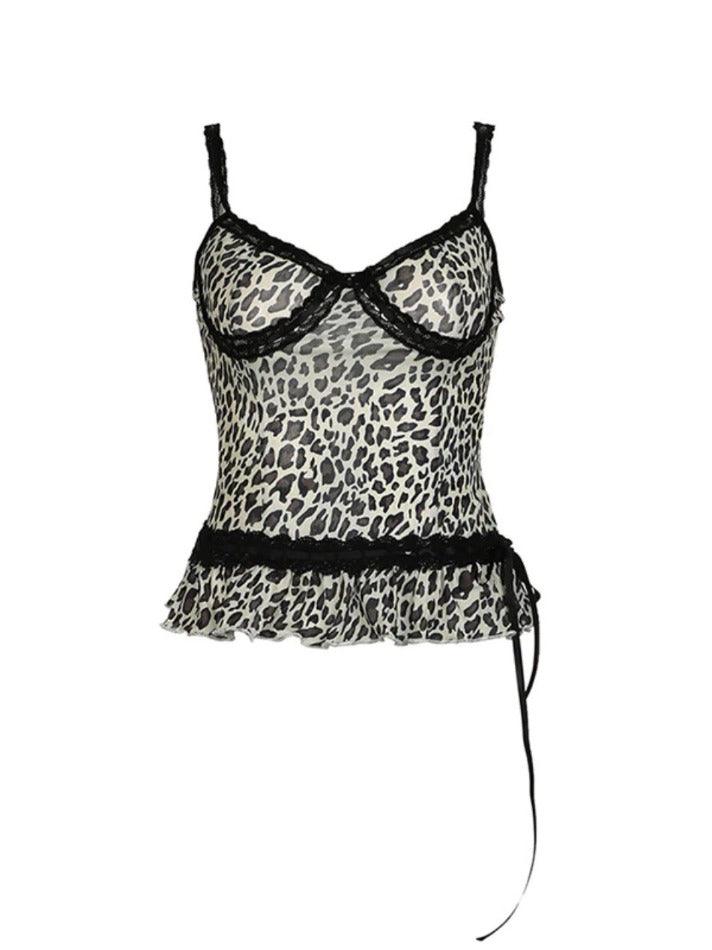 Leopard Print Lace Patchwork Cami Top - AnotherChill