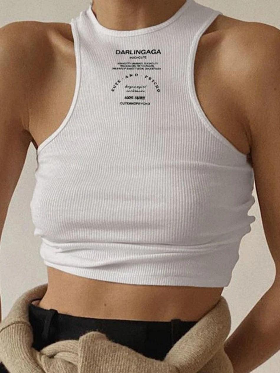 Logo Ribbed Cropped Tank Top - AnotherChill