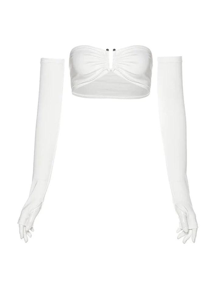 Solid Cutout Cropped Bandeau Top - AnotherChill