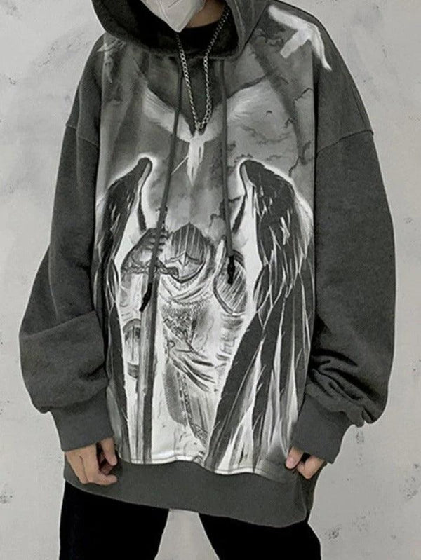 Men's Grunge Dark Graphic Pullover Hoodie - AnotherChill