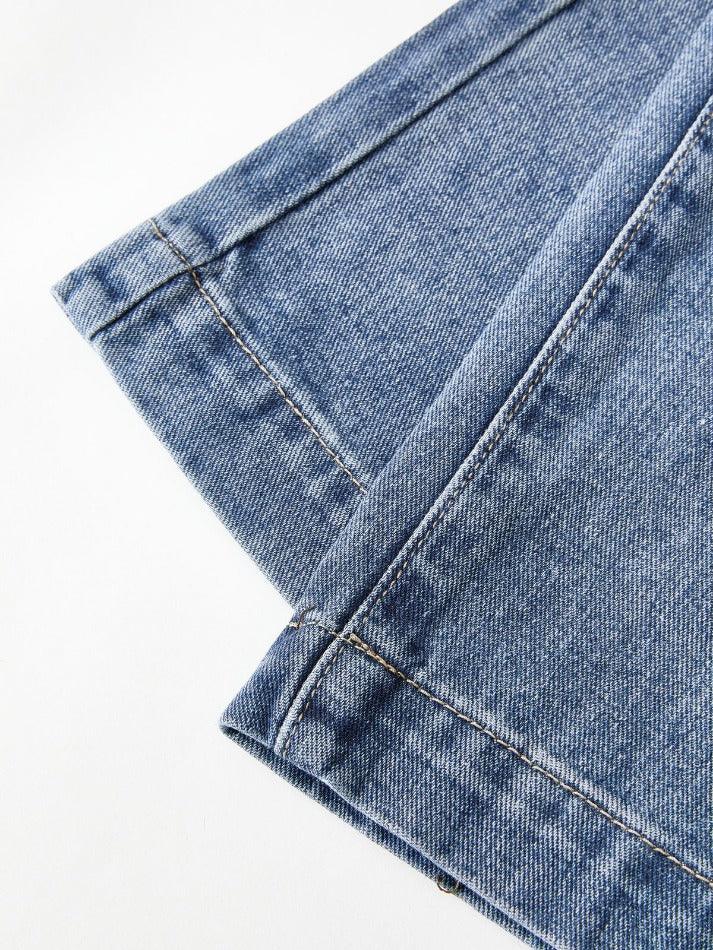 Pocket Design Blue Wash Boyfriend Jeans - AnotherChill