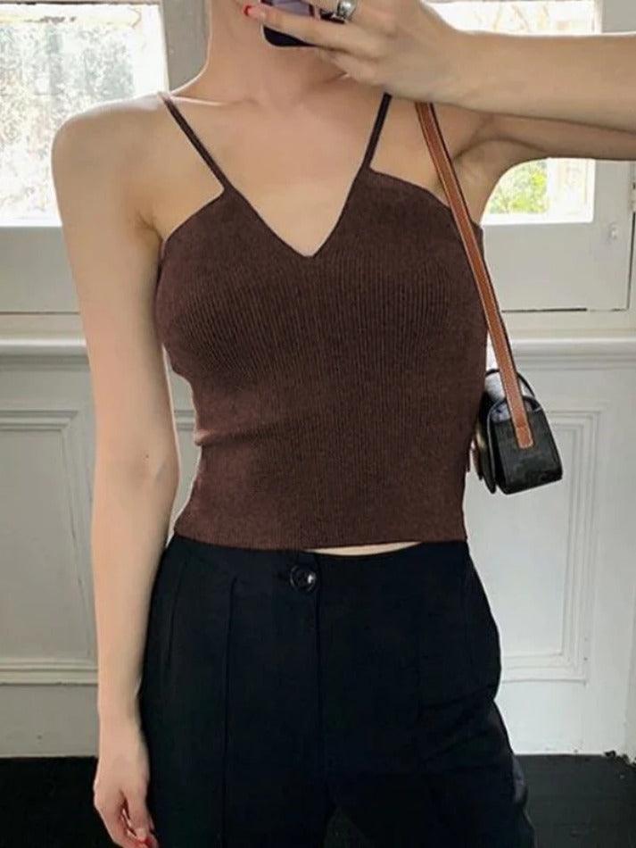 Solid V Neck Cami Top - AnotherChill