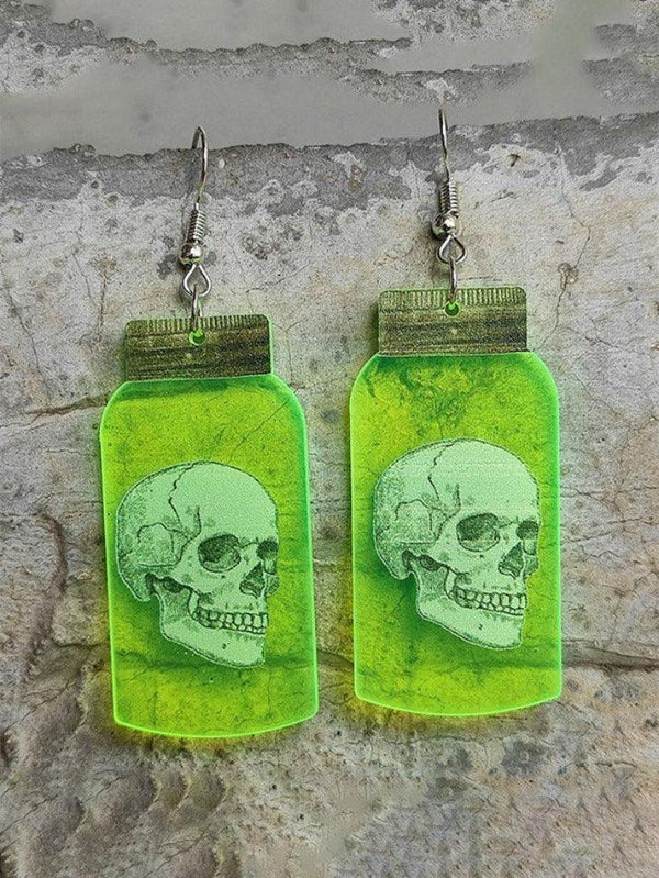 Halloween Bottle Skull Pattern Earrings - AnotherChill