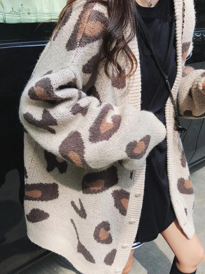 Leopard Print Loose Cardigan - AnotherChill