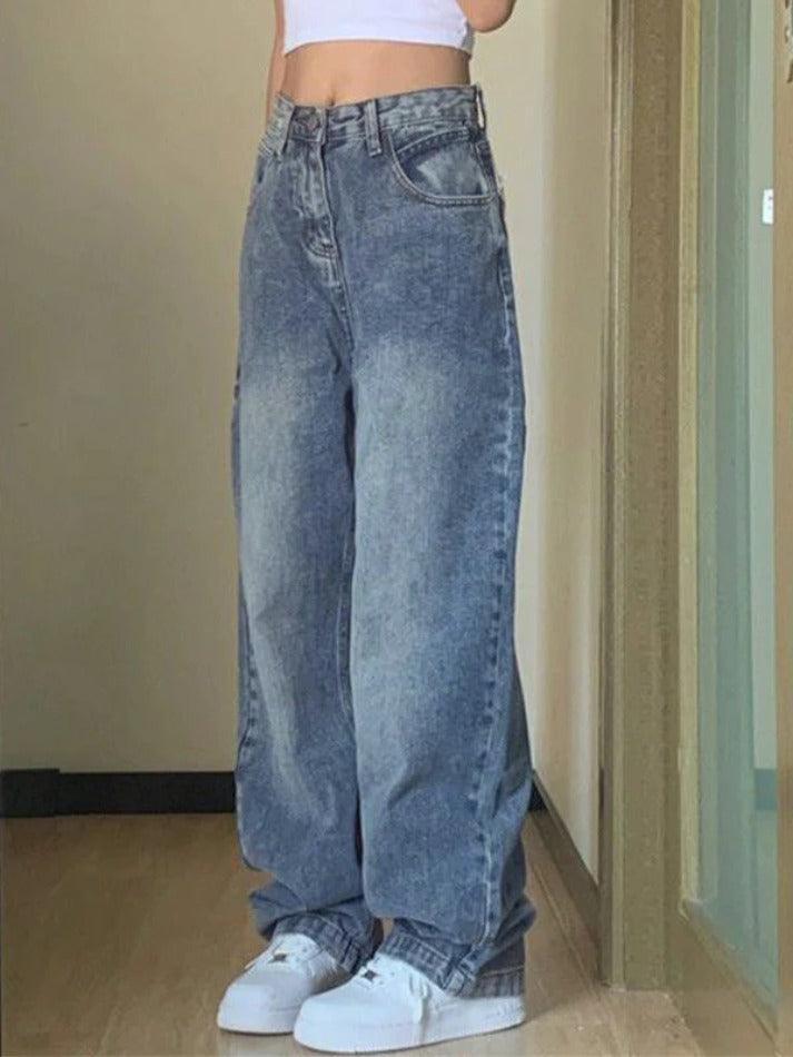 Pocket Design Blue Wash Boyfriend Jeans - AnotherChill