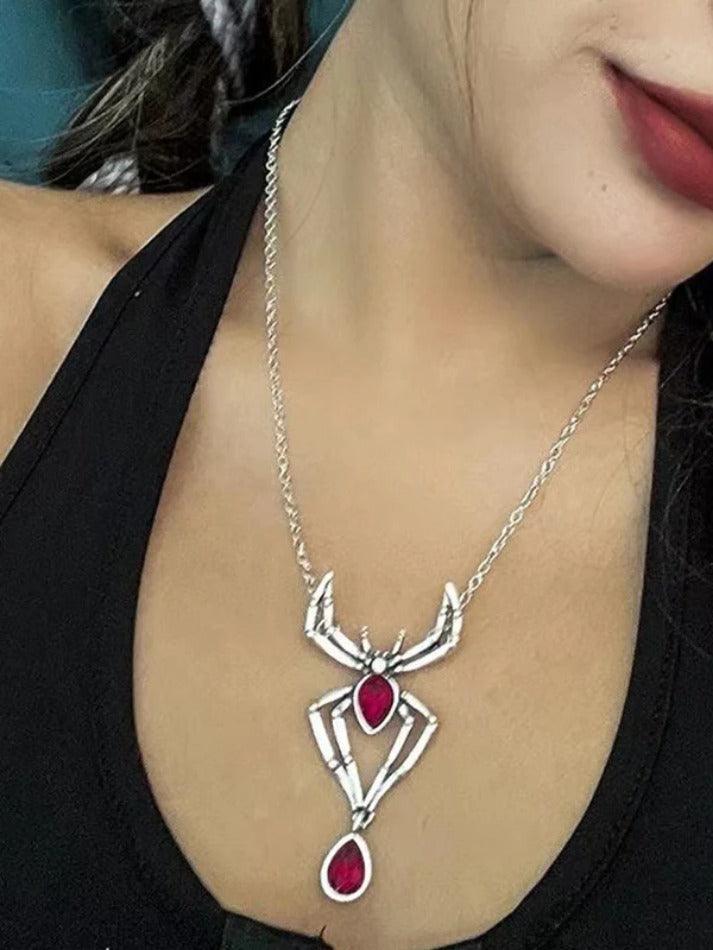 Punk Red Diamond Spider Pendant Necklace - AnotherChill