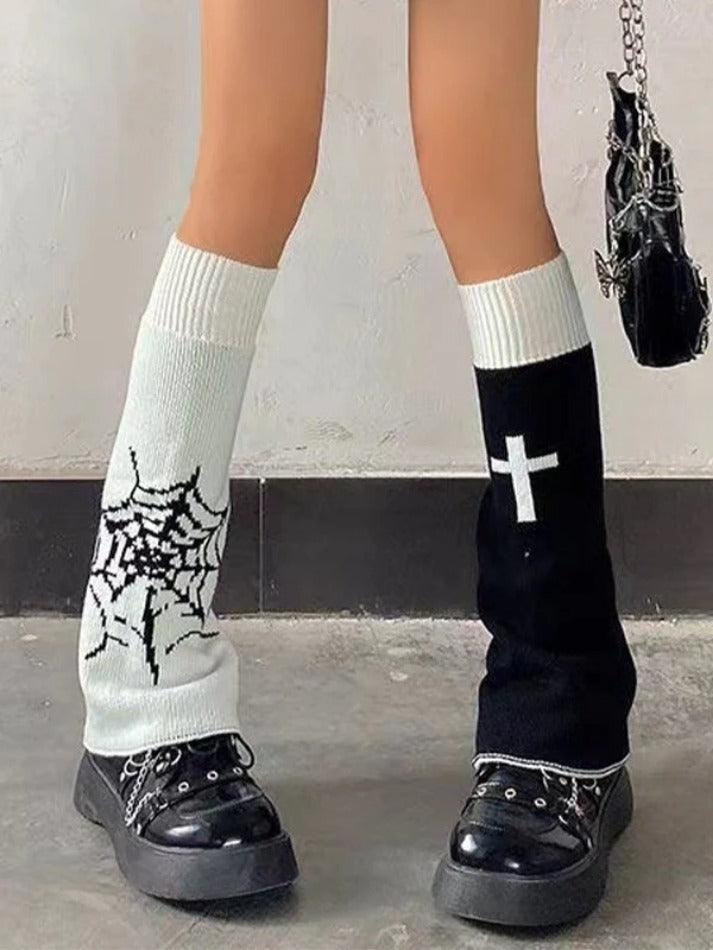 Reversible Cross Spider Web Print Leg Warmer - AnotherChill